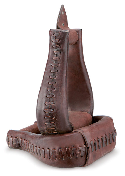 Western Imports Étriers Bell Buttom avec bordure en cuir brut - noir huilé - Dunkel Geölt Western Imports Étriers Bell Buttom avec bordure en cuir brut - noir huilé - Dunkel Geölt